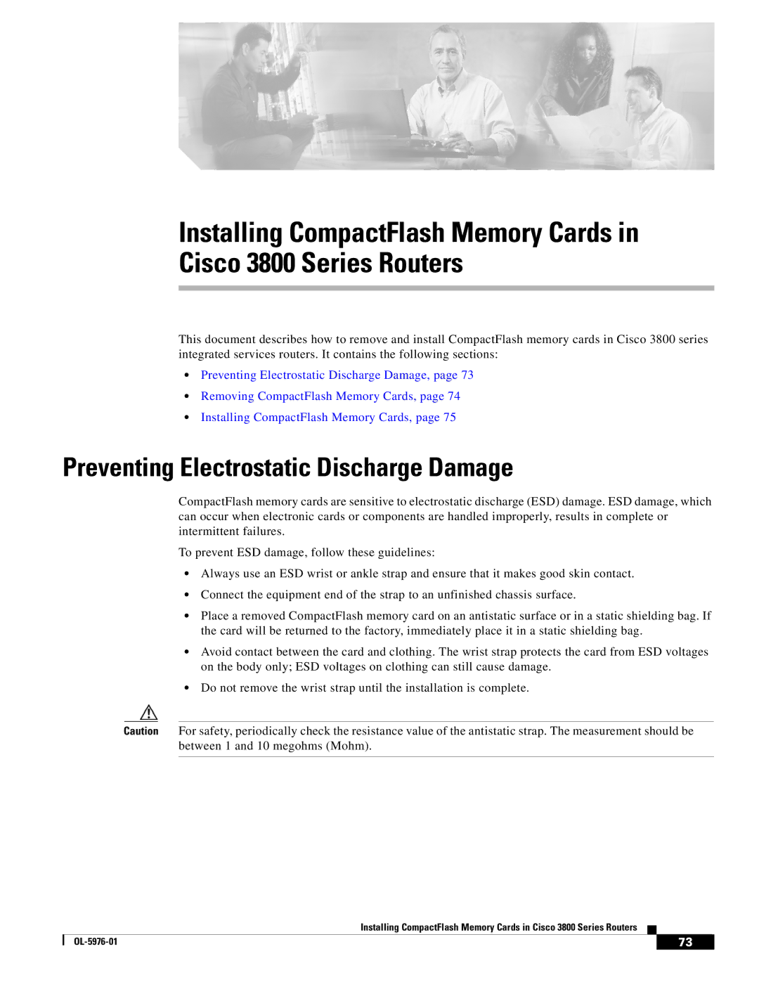 Cisco Systems OL-5965-01 warranty Preventing Electrostatic Discharge Damage 