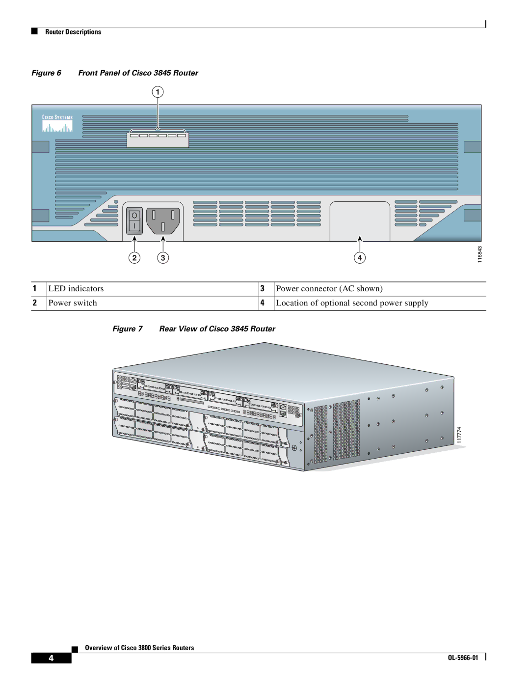 Cisco Systems OL-5965-01 warranty Front Panel of Cisco 3845 Router 