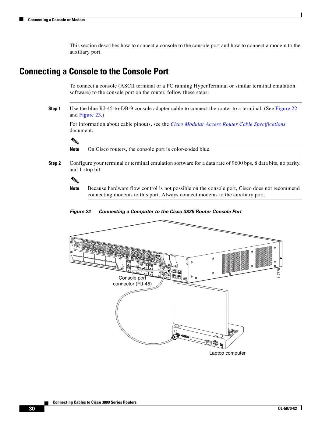 Cisco Systems OL-5965-01 warranty Connecting a Console to the Console Port 