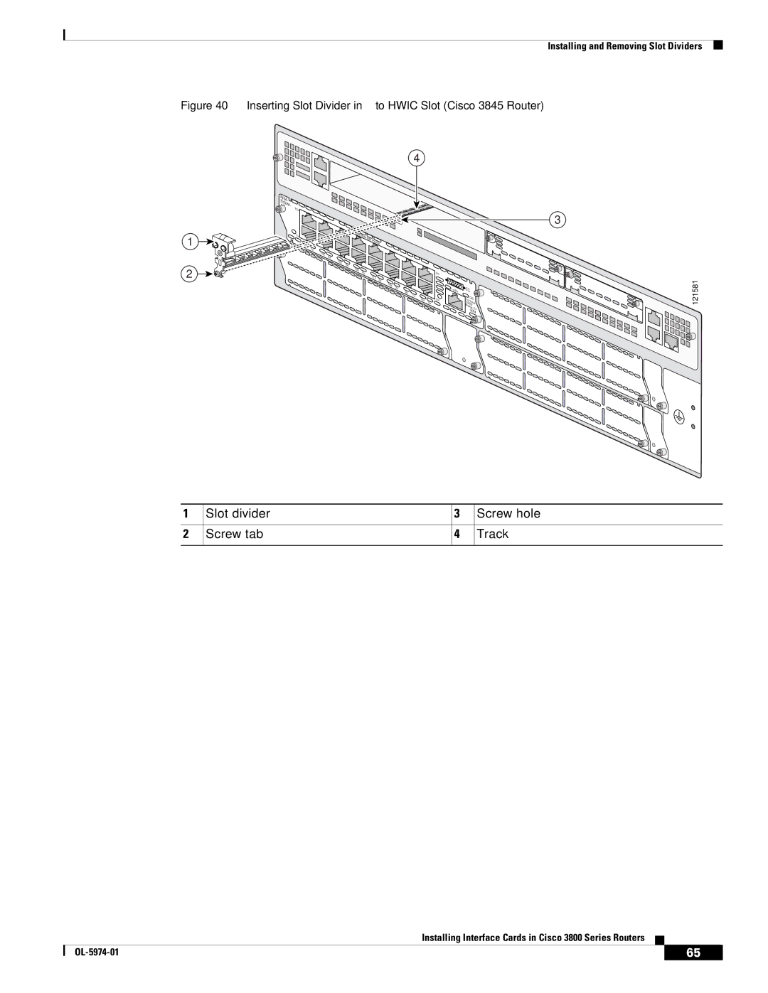 Cisco Systems OL-5965-01 warranty Slot divider Screw tab Screw hole Track 