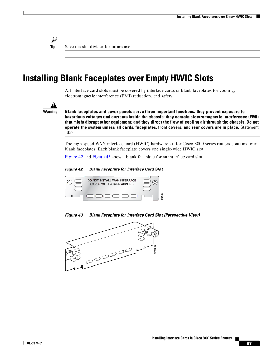 Cisco Systems OL-5965-01 warranty Installing Blank Faceplates over Empty Hwic Slots 