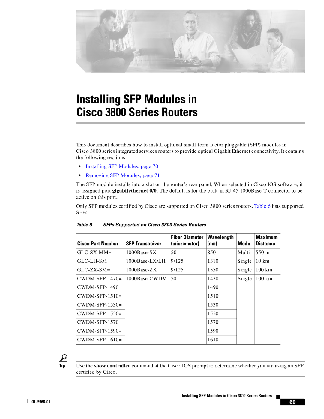 Cisco Systems OL-5965-01 warranty Maximum, Cisco Part Number SFP Transceiver Micrometer Mode Distance 