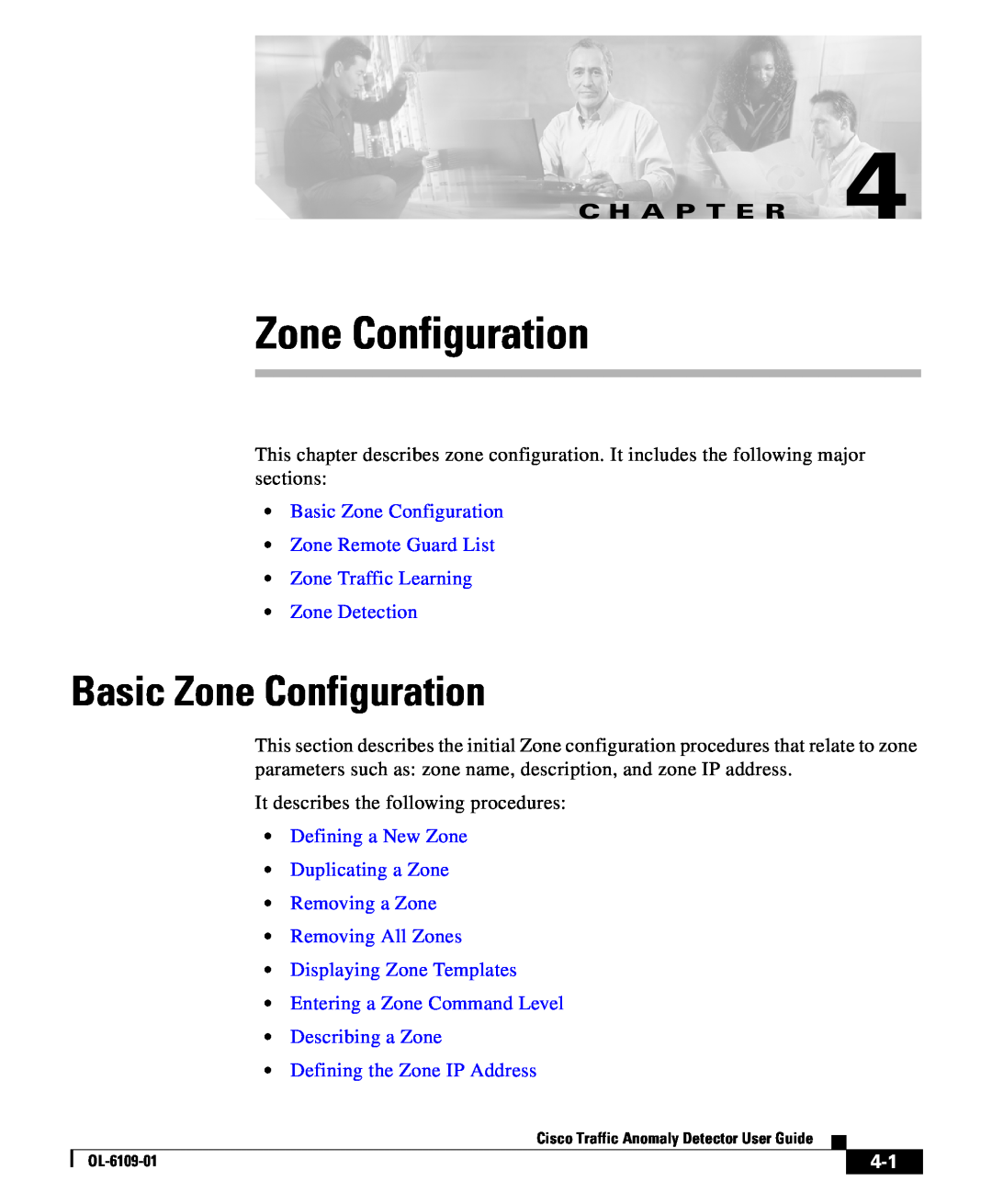 Cisco Systems OL-6109-01 manual Basic Zone Configuration, C H A P T E R 
