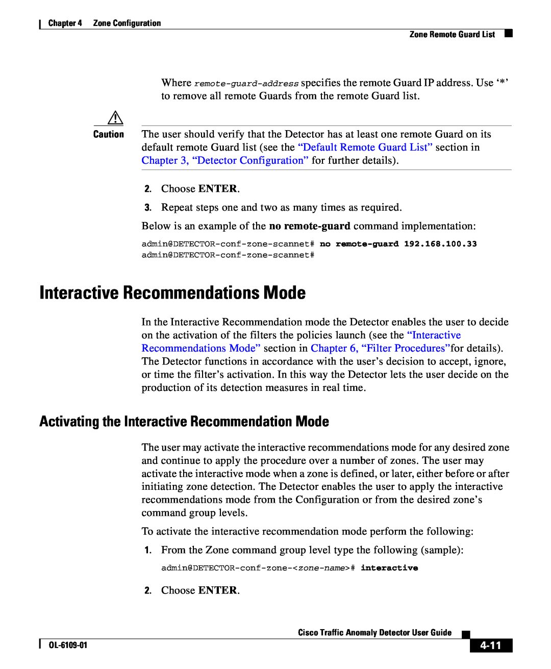 Cisco Systems OL-6109-01 manual Interactive Recommendations Mode, Activating the Interactive Recommendation Mode, 4-11 