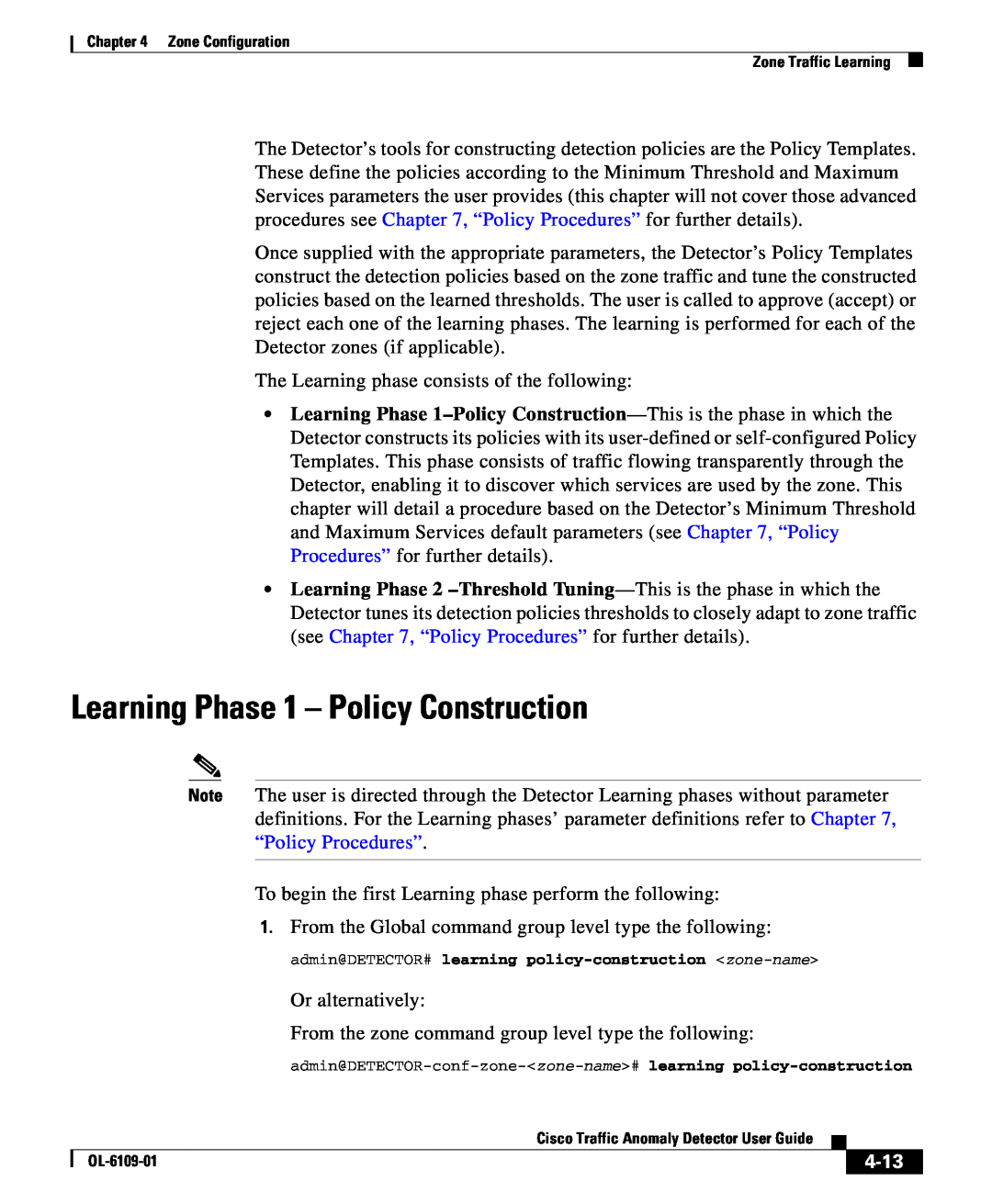 Cisco Systems OL-6109-01 manual Learning Phase 1 - Policy Construction, 4-13 