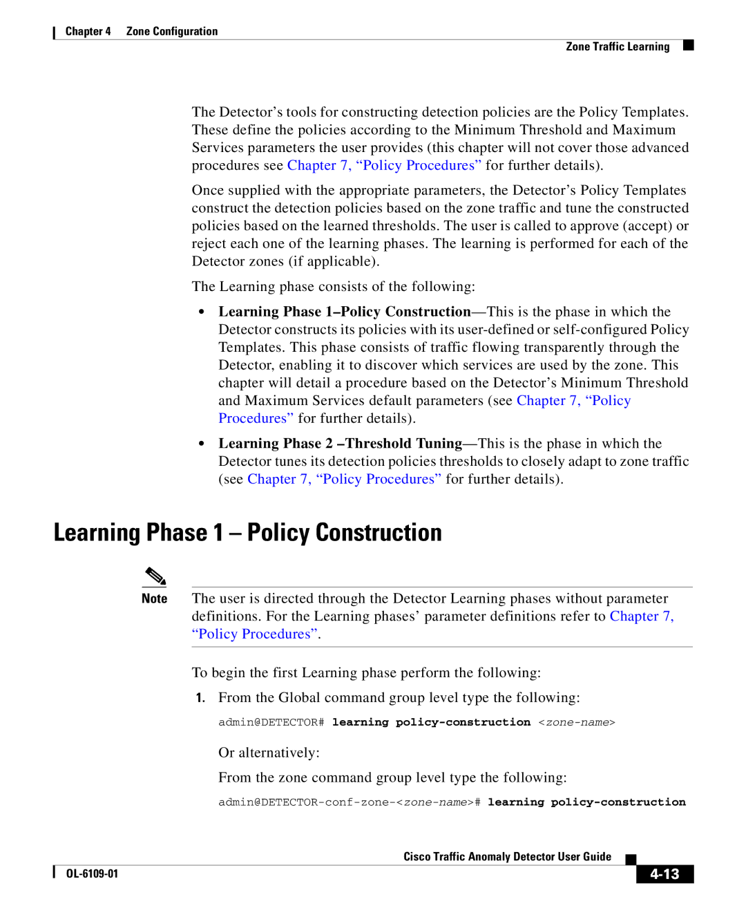 Cisco Systems OL-6109-01 manual Learning Phase 1 Policy Construction 