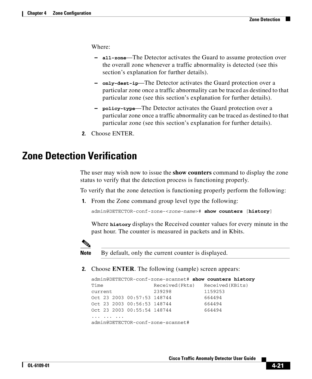 Cisco Systems OL-6109-01 manual Zone Detection Verification 