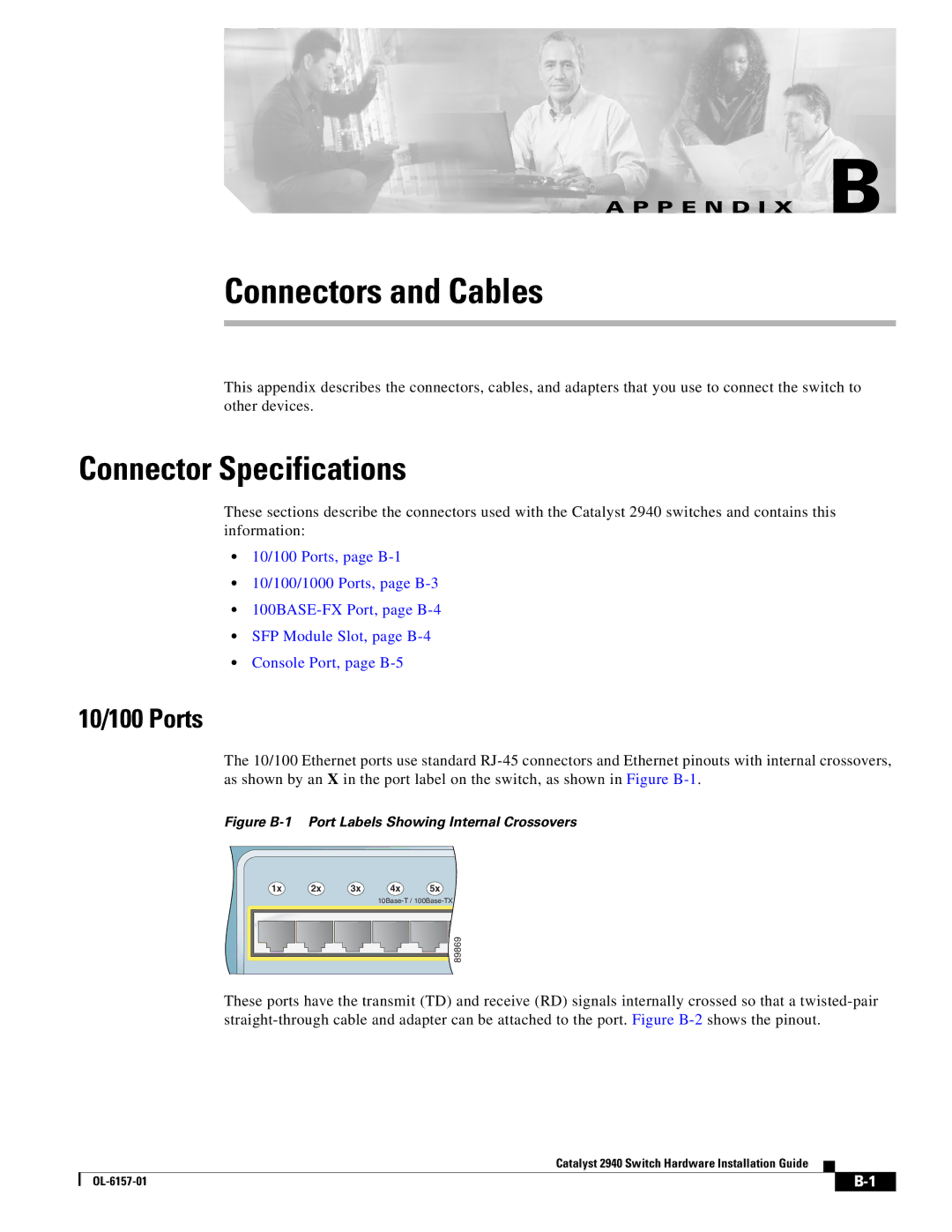 Cisco Systems OL-6157-01 manual Connectors and Cables, Connector Specifications 