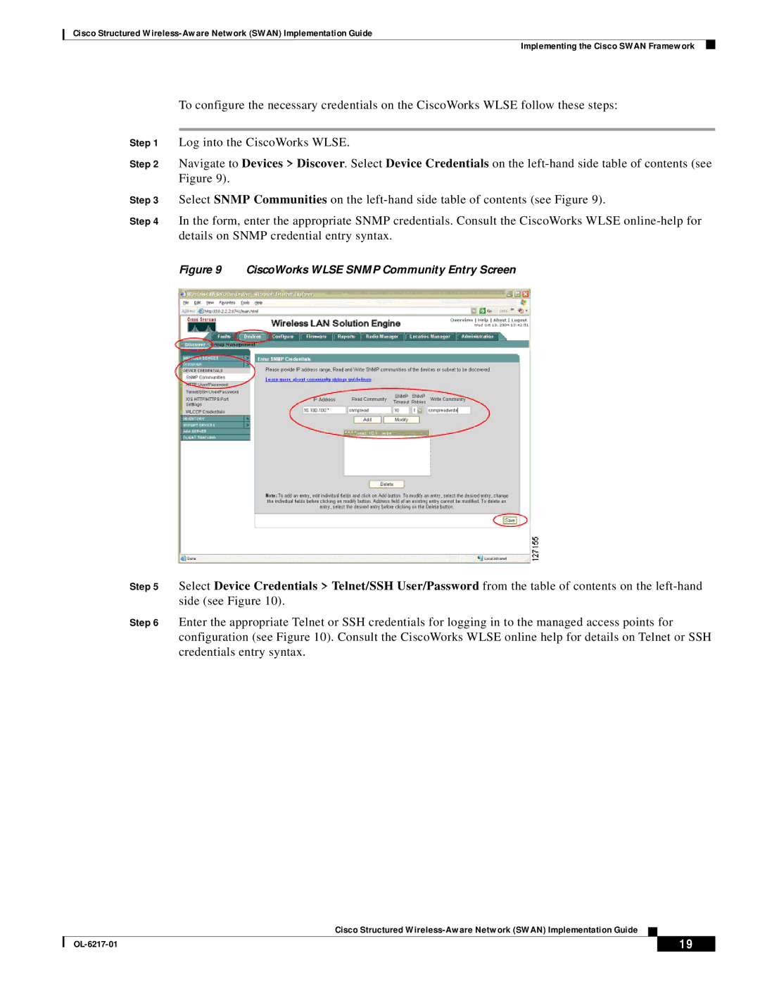 Cisco Systems OL-6217-01 manual CiscoWorks Wlse Snmp Community Entry Screen 