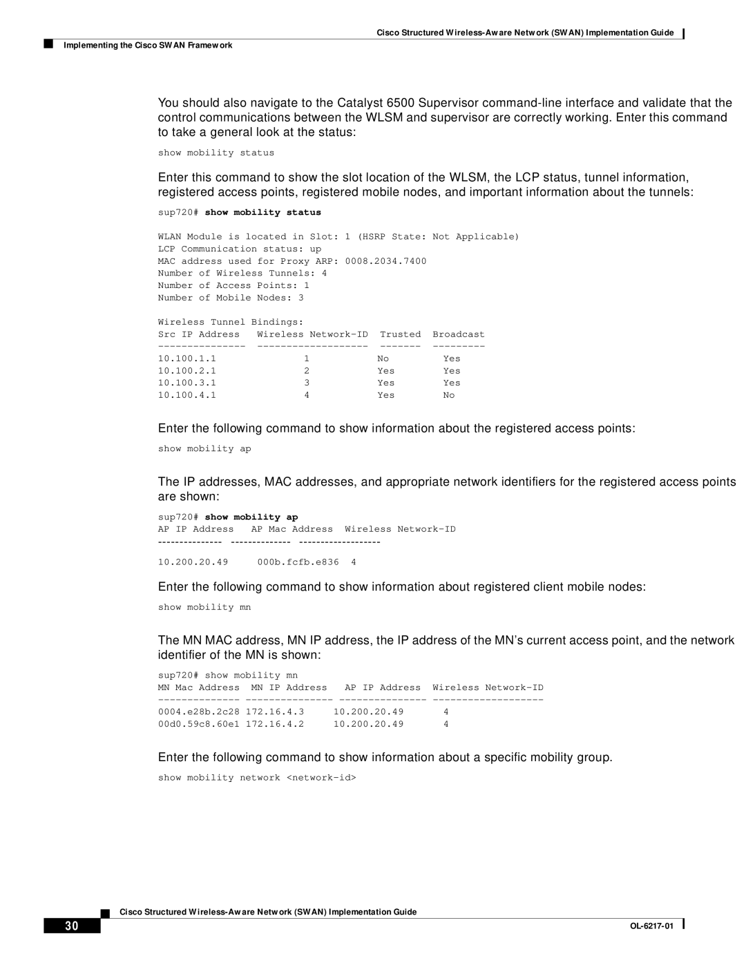 Cisco Systems OL-6217-01 manual Sup720# show mobility status, Mobility ap 