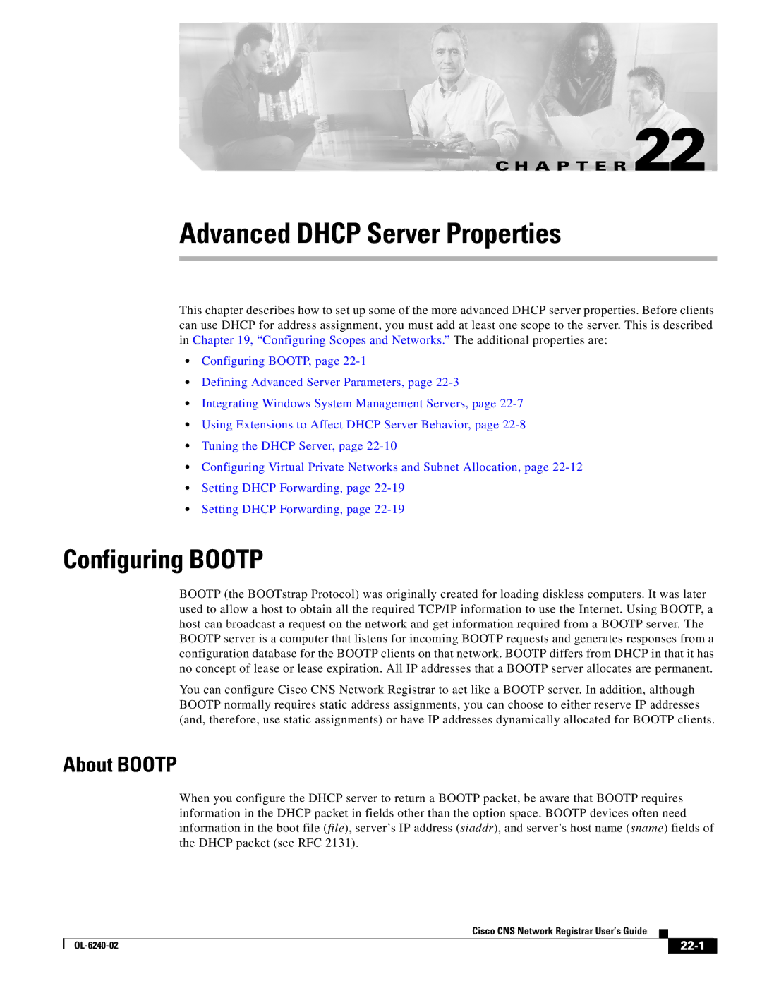 Cisco Systems OL-6240-02 manual Configuring Bootp, About Bootp, 22-1 