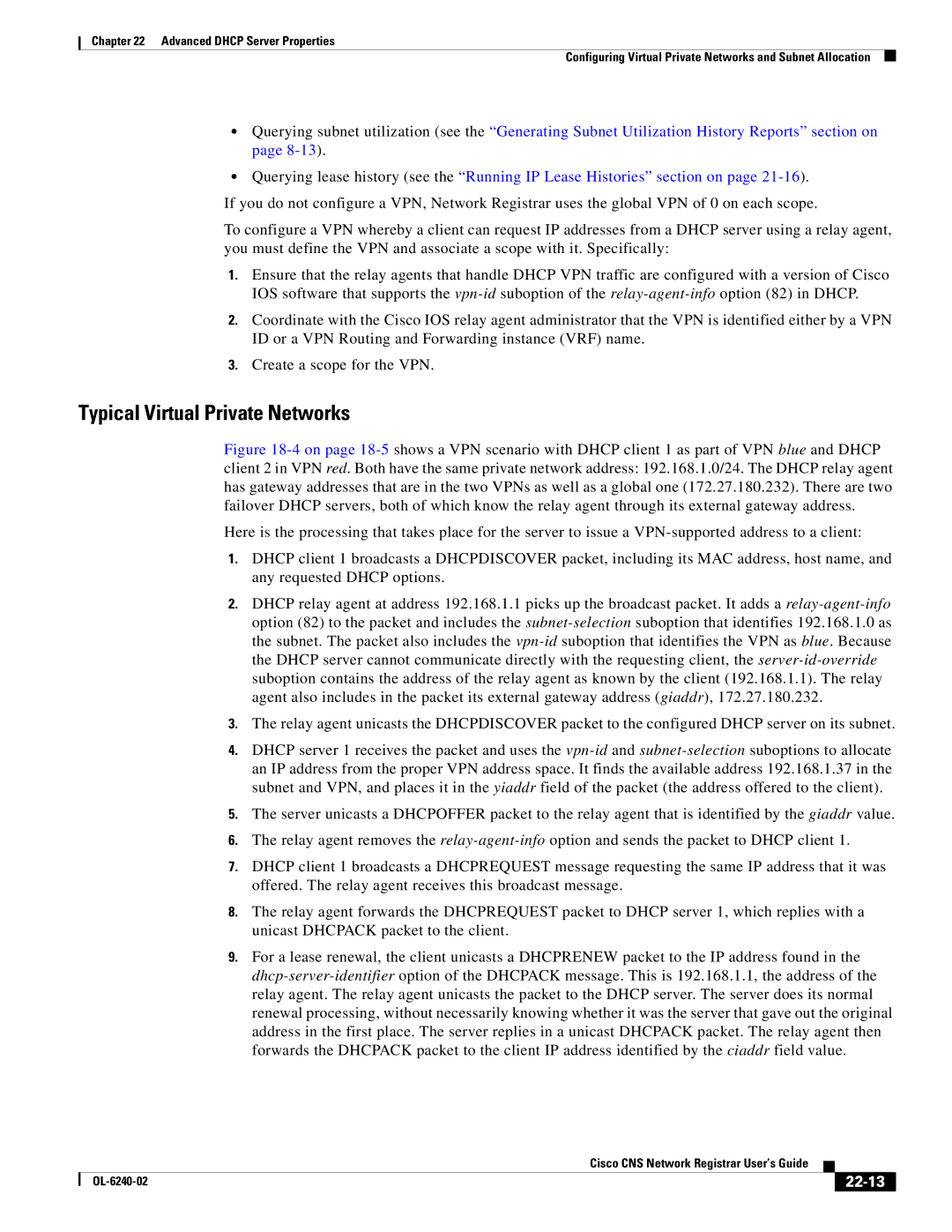 Cisco Systems OL-6240-02 manual Typical Virtual Private Networks, 22-13 