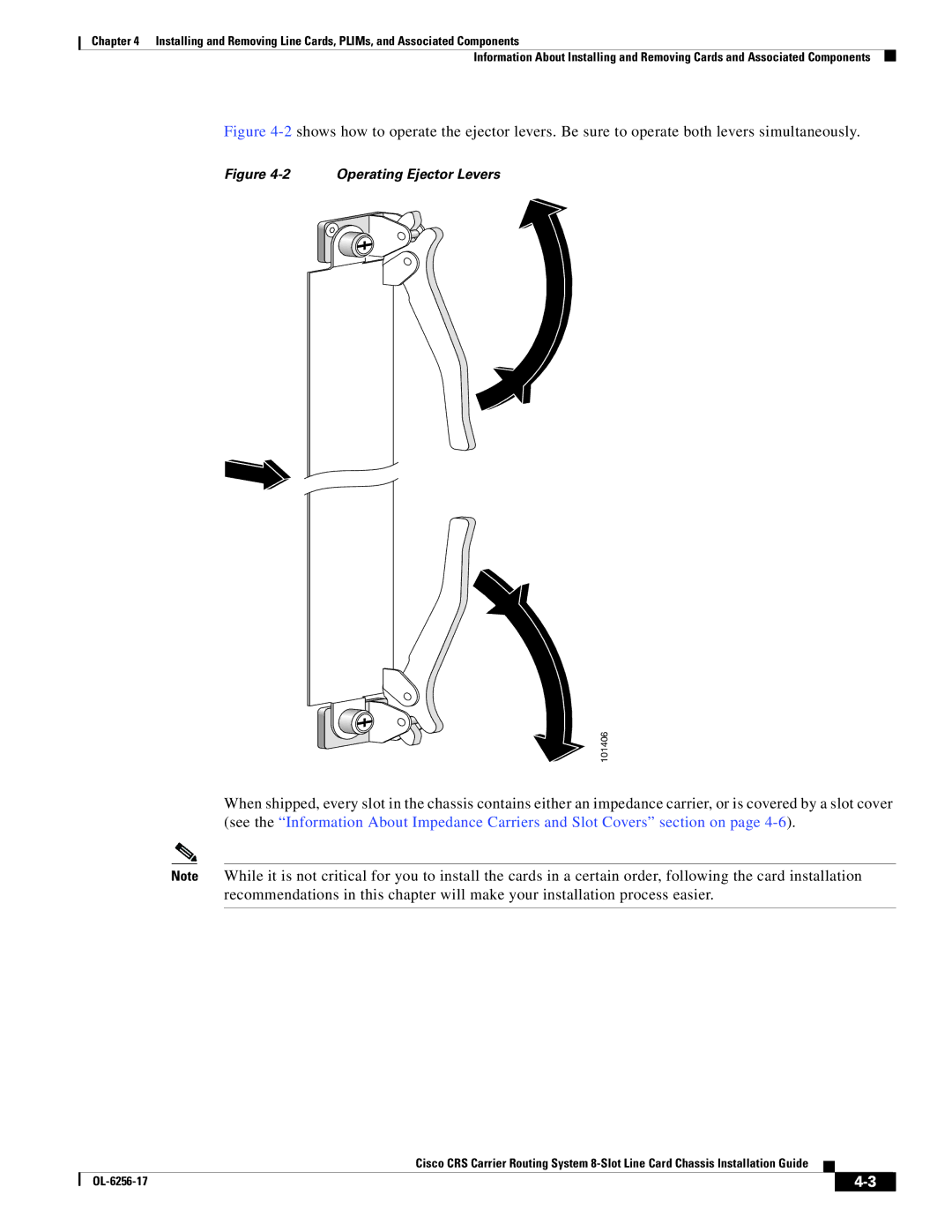 Cisco Systems OL-6256-17 manual Operating Ejector Levers 