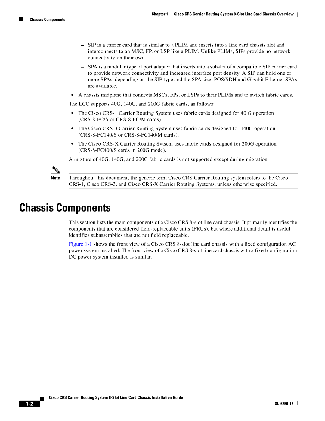 Cisco Systems OL-6256-17 manual Chassis Components 