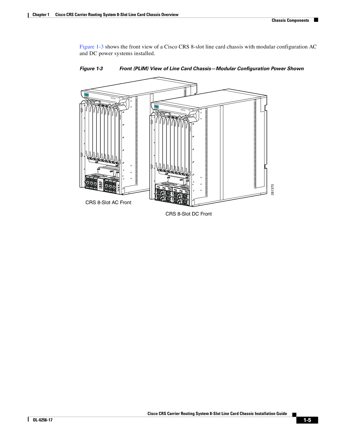 Cisco Systems OL-6256-17 manual CRS 8-Slot AC Front CRS 8-Slot DC Front 