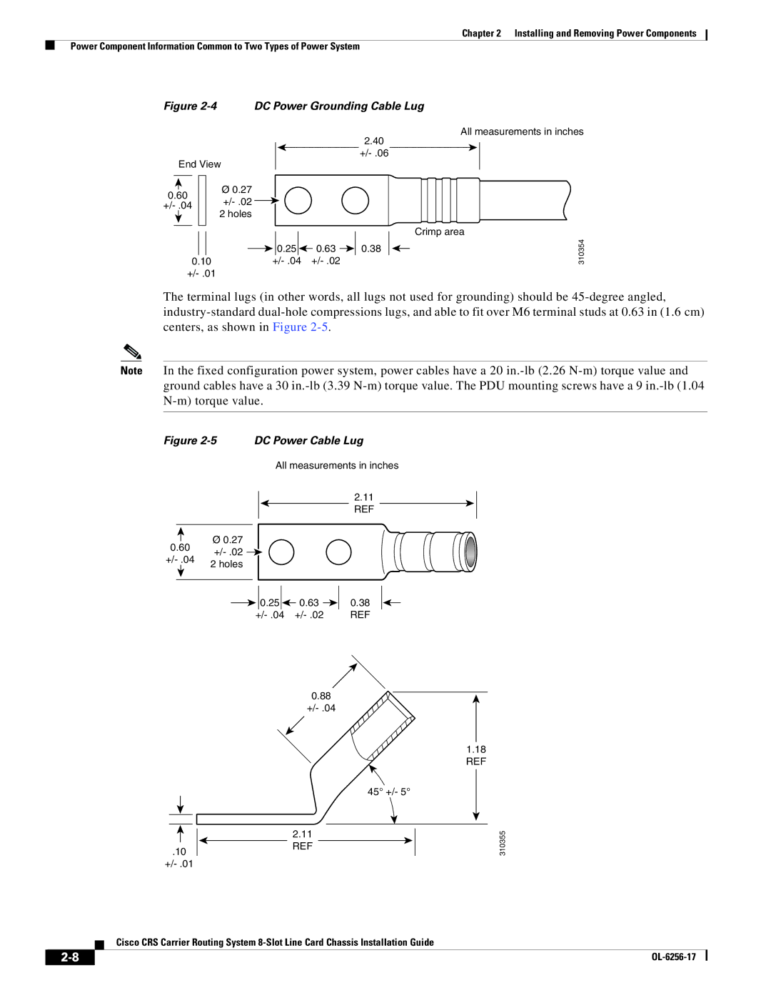 Cisco Systems OL-6256-17 manual DC Power Grounding Cable Lug 