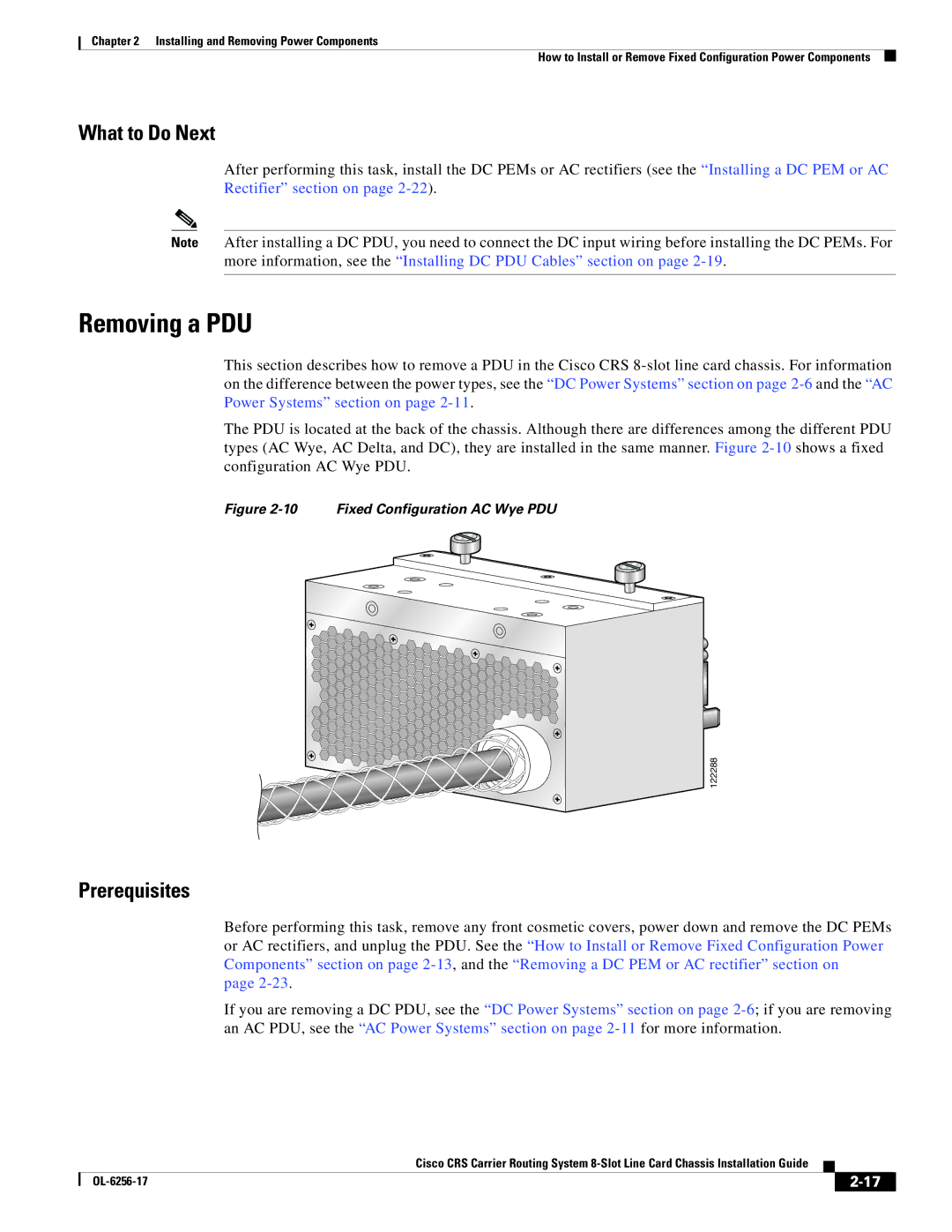 Cisco Systems OL-6256-17 manual Removing a PDU, What to Do Next 