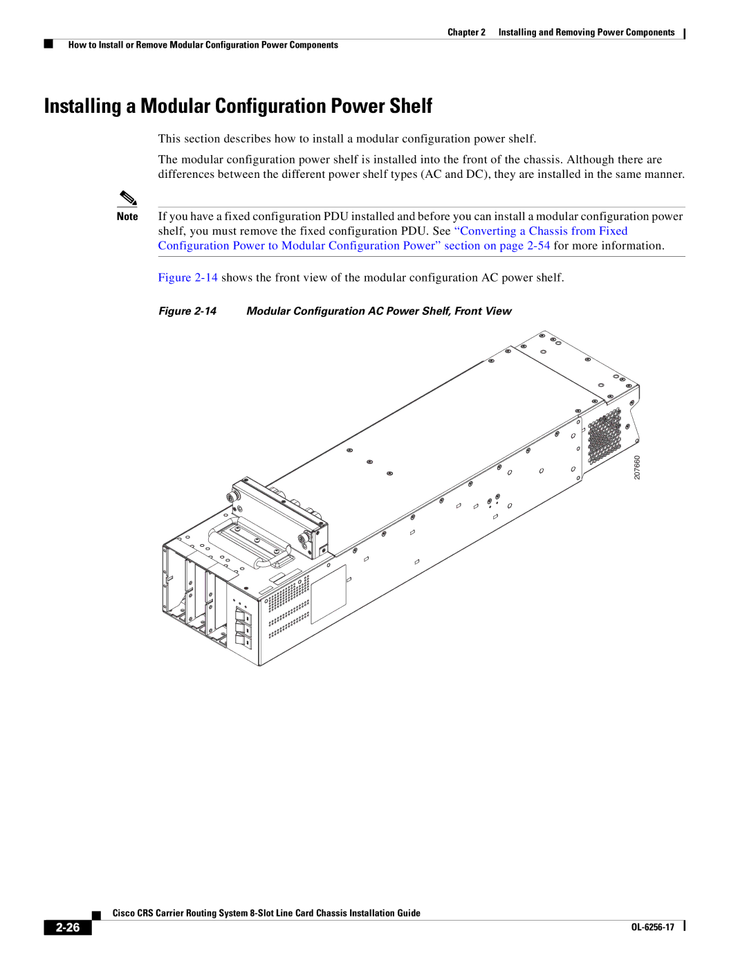 Cisco Systems OL-6256-17 Installing a Modular Configuration Power Shelf, Modular Configuration AC Power Shelf, Front View 