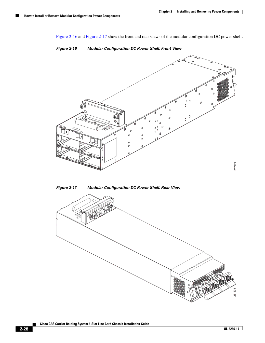 Cisco Systems OL-6256-17 manual Modular Configuration DC Power Shelf, Front View 