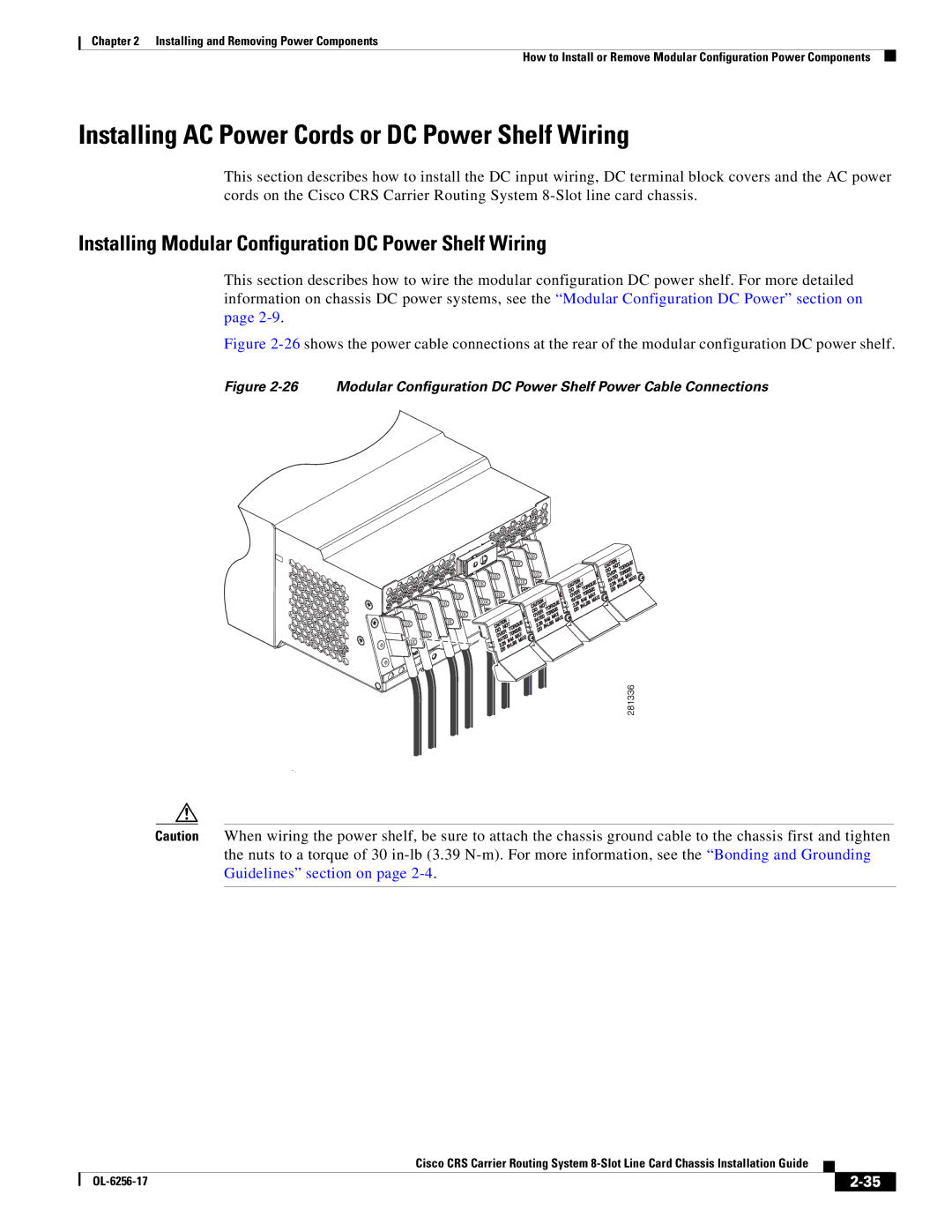 Cisco Systems OL-6256-17 manual Installing AC Power Cords or DC Power Shelf Wiring 