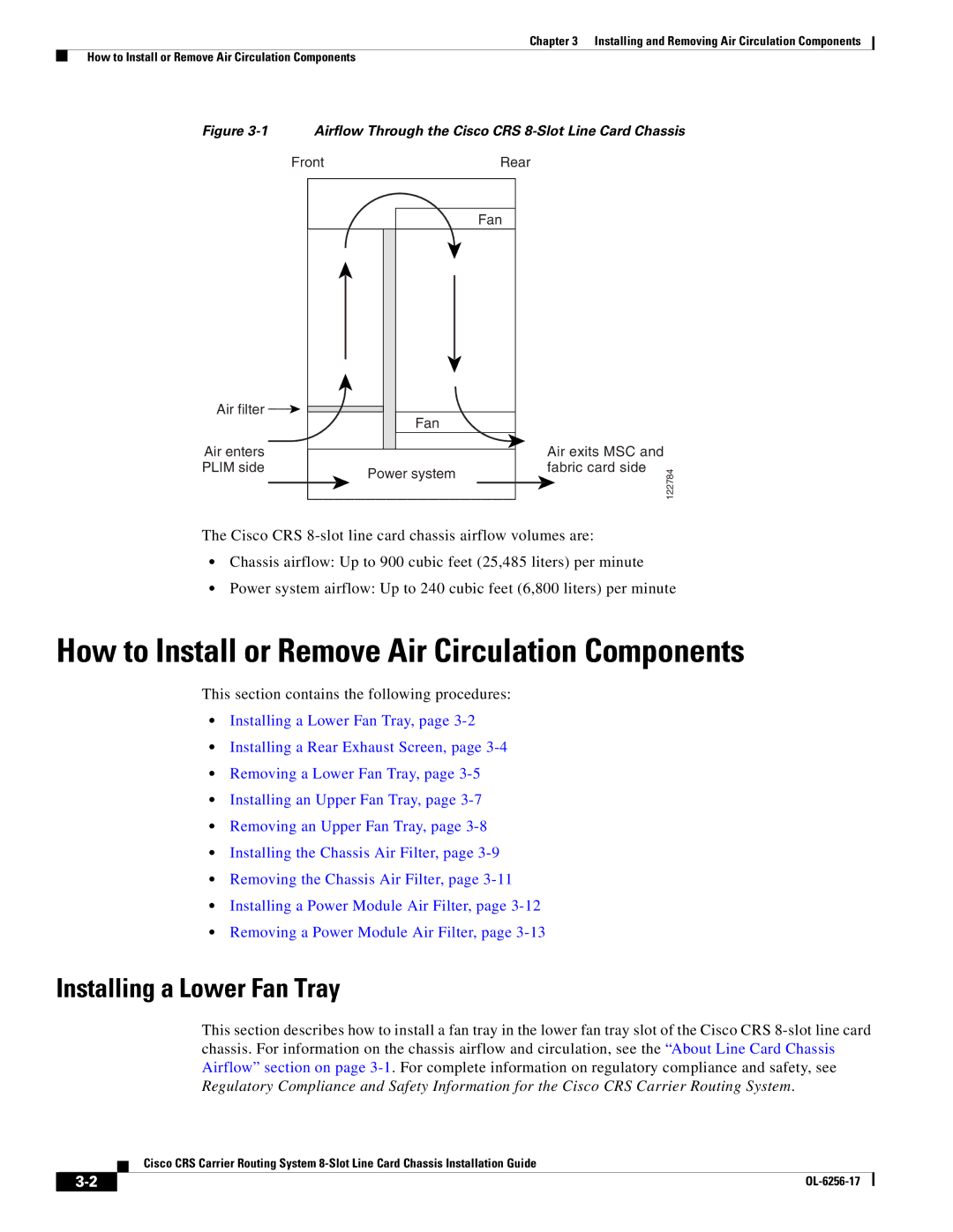 Cisco Systems OL-6256-17 manual How to Install or Remove Air Circulation Components, Installing a Lower Fan Tray 