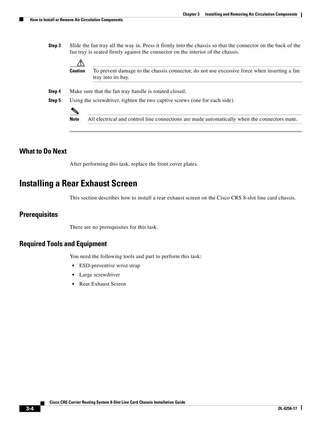 Cisco Systems OL-6256-17 manual Installing a Rear Exhaust Screen, What to Do Next 