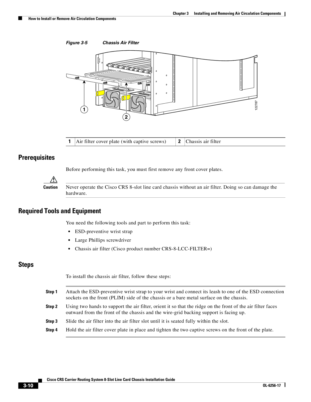 Cisco Systems OL-6256-17 manual Chassis Air Filter 