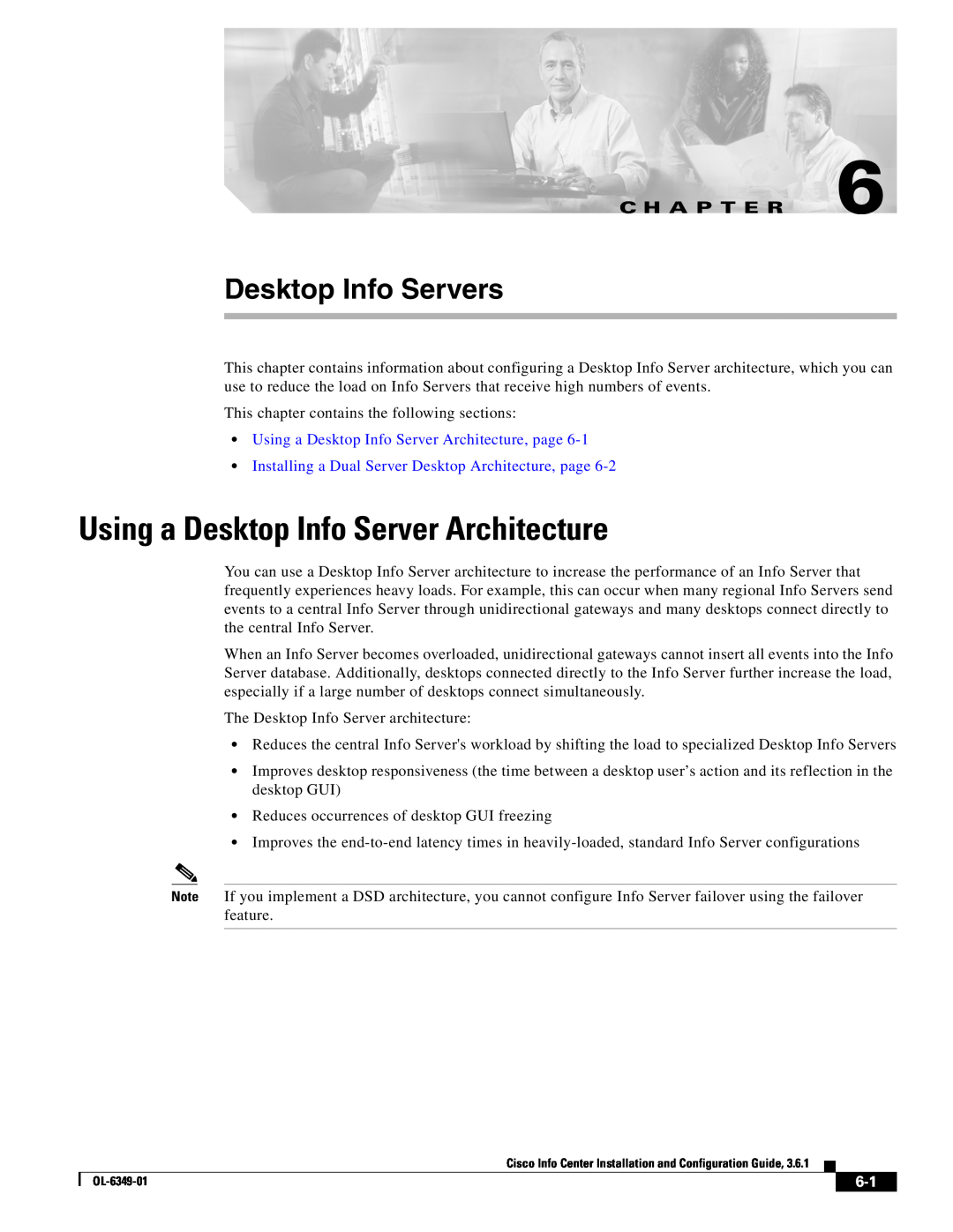 Cisco Systems OL-6349-01 manual Using a Desktop Info Server Architecture, page, Desktop Info Servers, C H A P T E R 