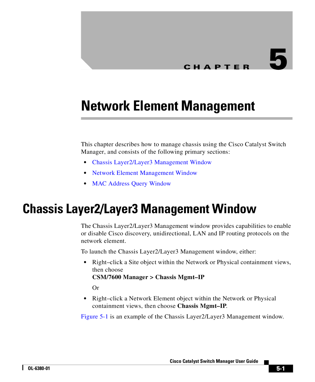 Cisco Systems OL-6380-01 manual Network Element Management 