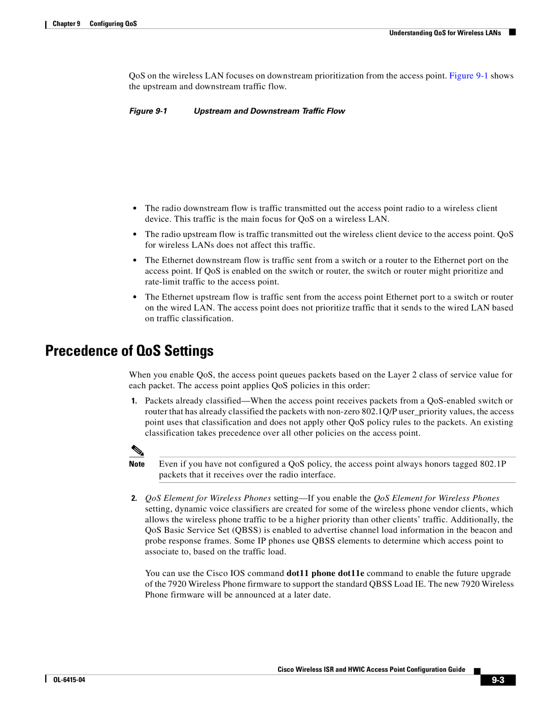 Cisco Systems OL-6415-04 manual Precedence of QoS Settings, Upstream and Downstream Traffic Flow 