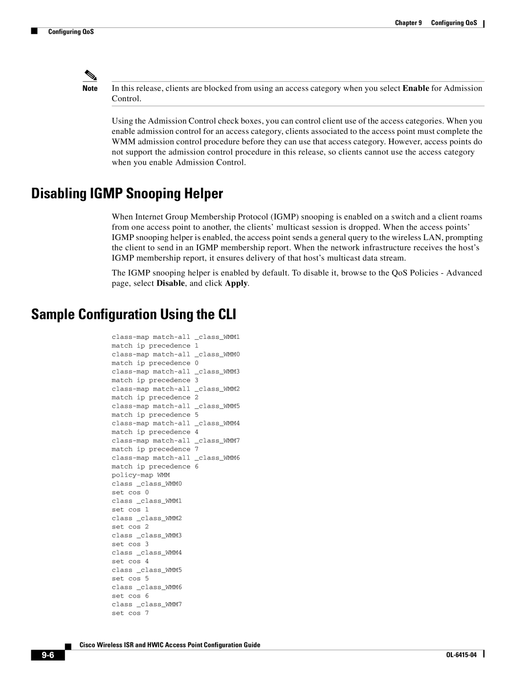 Cisco Systems OL-6415-04 manual Disabling Igmp Snooping Helper, Sample Configuration Using the CLI 