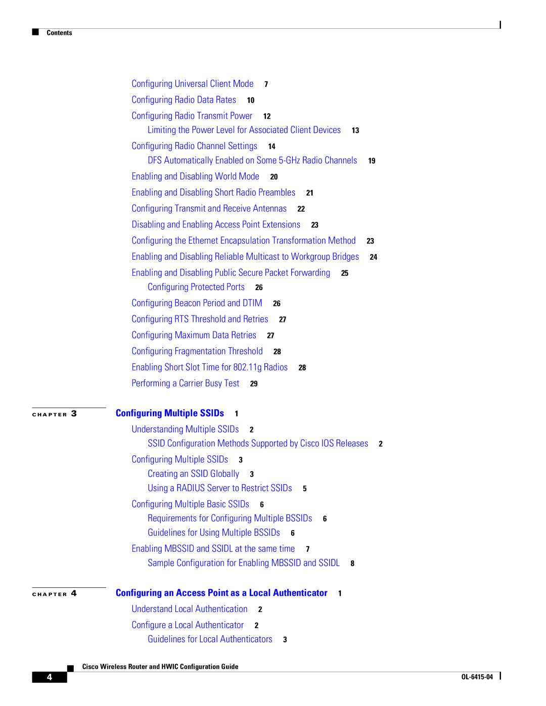 Cisco Systems OL-6415-04 manual Ssid Configuration Methods Supported by Cisco IOS Releases 