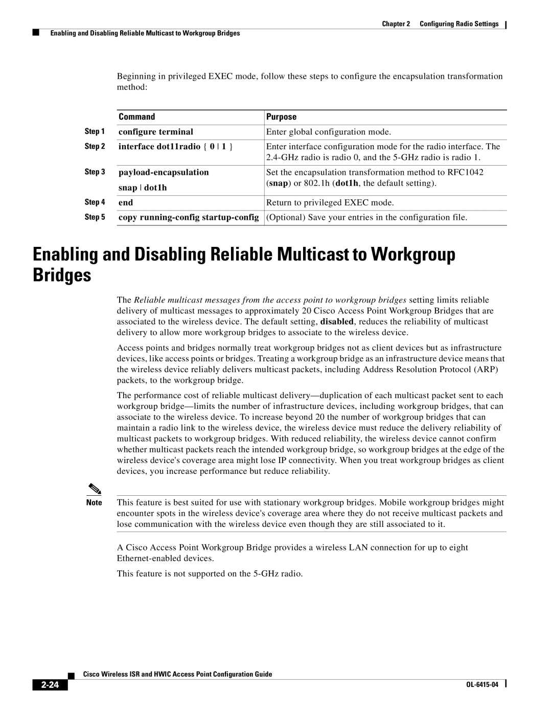 Cisco Systems OL-6415-04 manual Payload-encapsulation, Set the encapsulation transformation method to RFC1042, Snap dot1h 