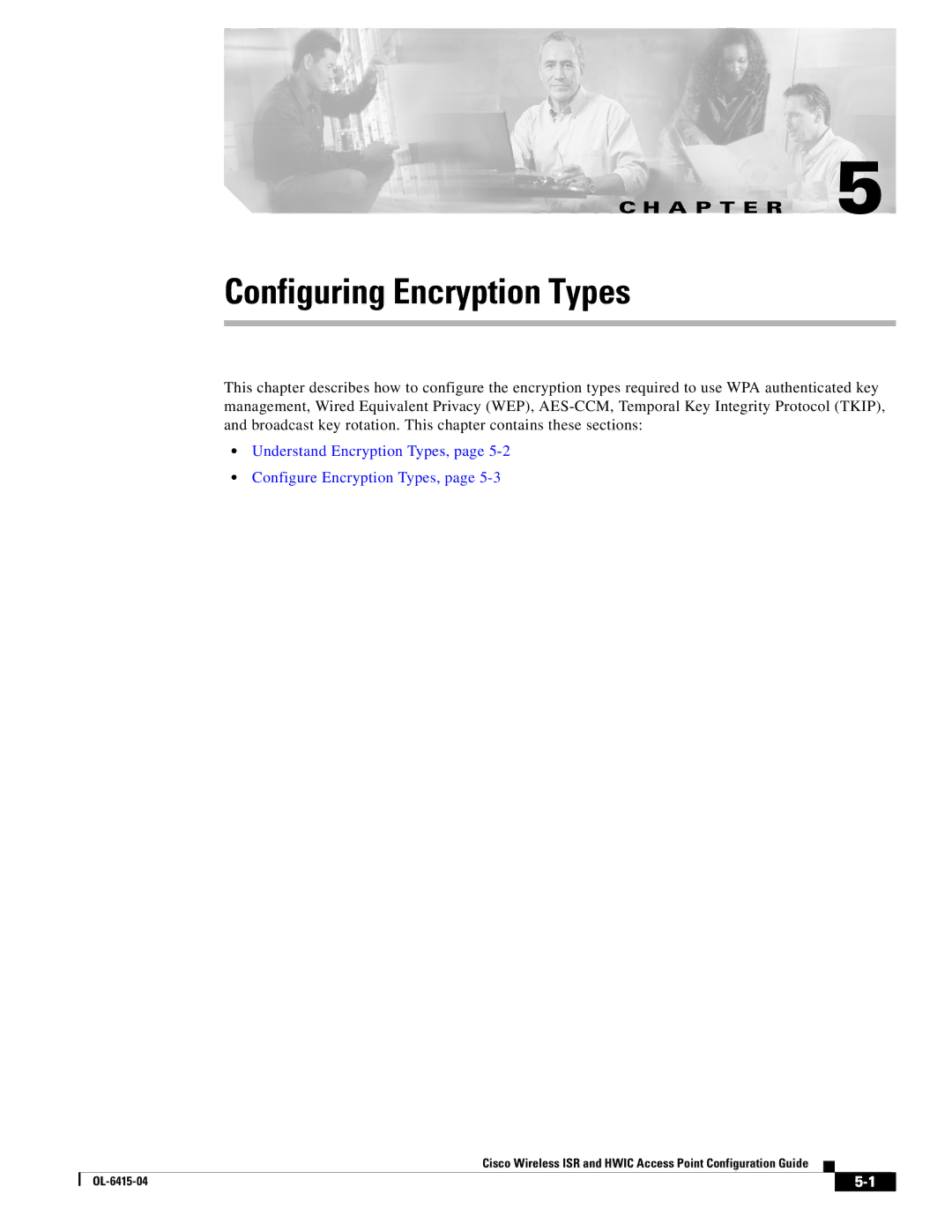 Cisco Systems OL-6415-04 manual Configuring Encryption Types, Understand Encryption Types, Configure Encryption Types 