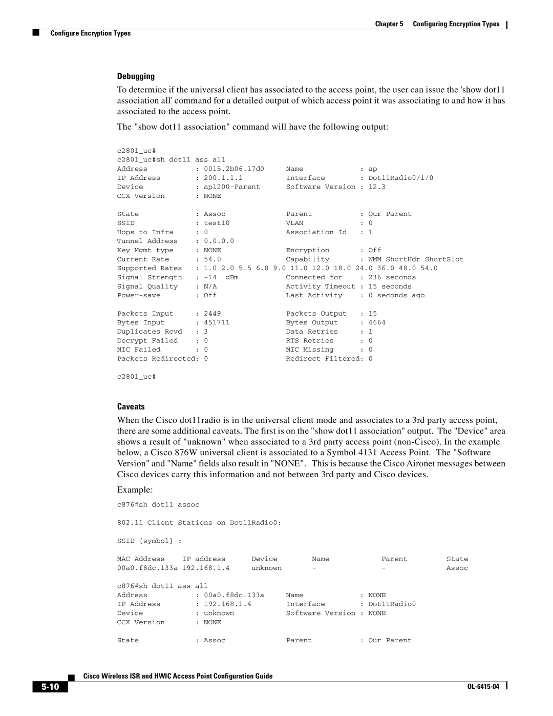 Cisco Systems OL-6415-04 manual Debugging, Caveats 