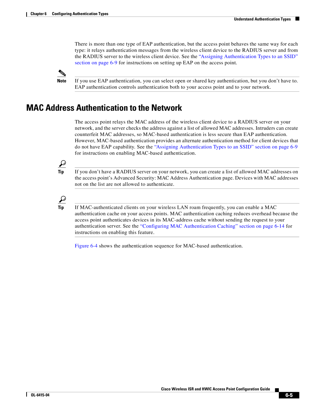 Cisco Systems OL-6415-04 manual MAC Address Authentication to the Network 