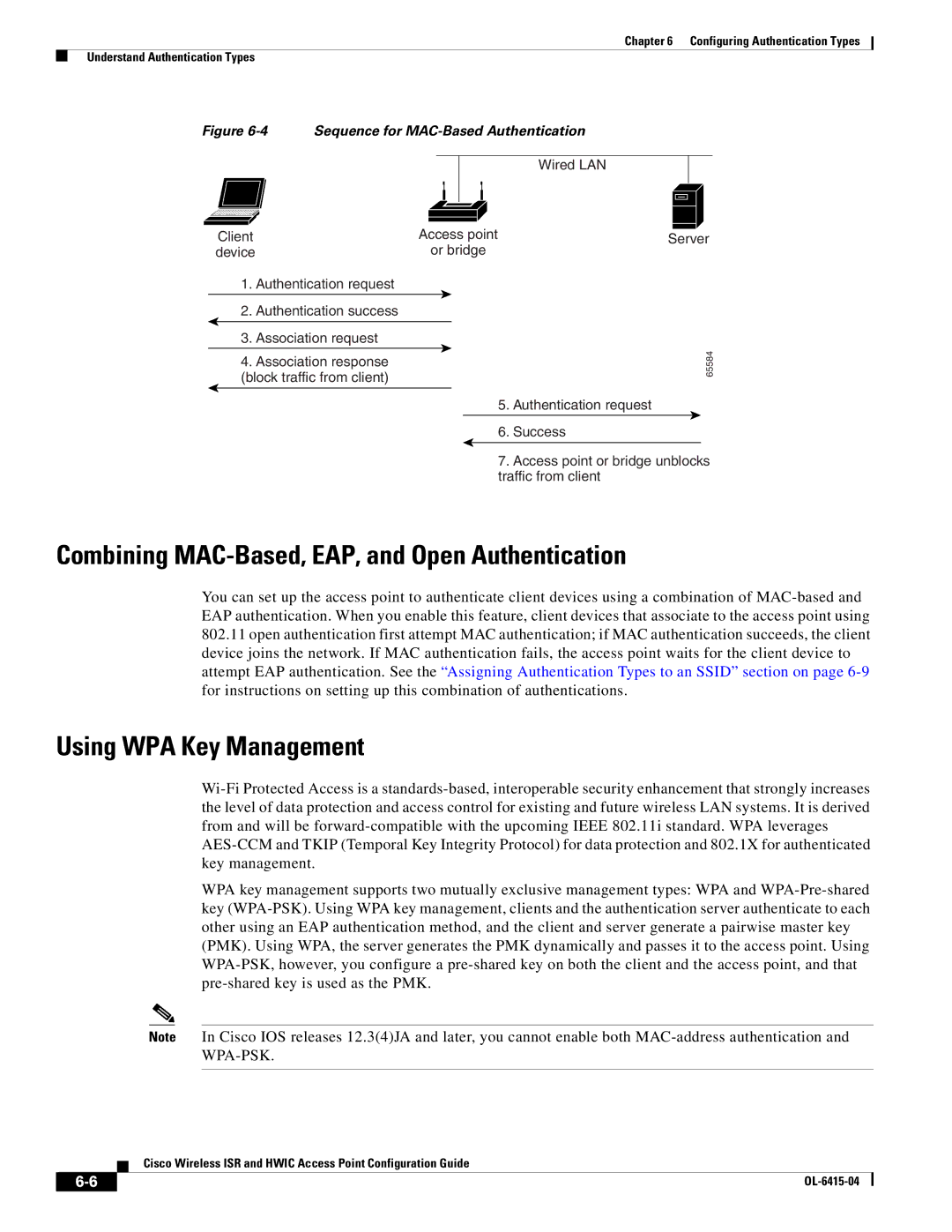 Cisco Systems OL-6415-04 manual Combining MAC-Based, EAP, and Open Authentication, Using WPA Key Management 