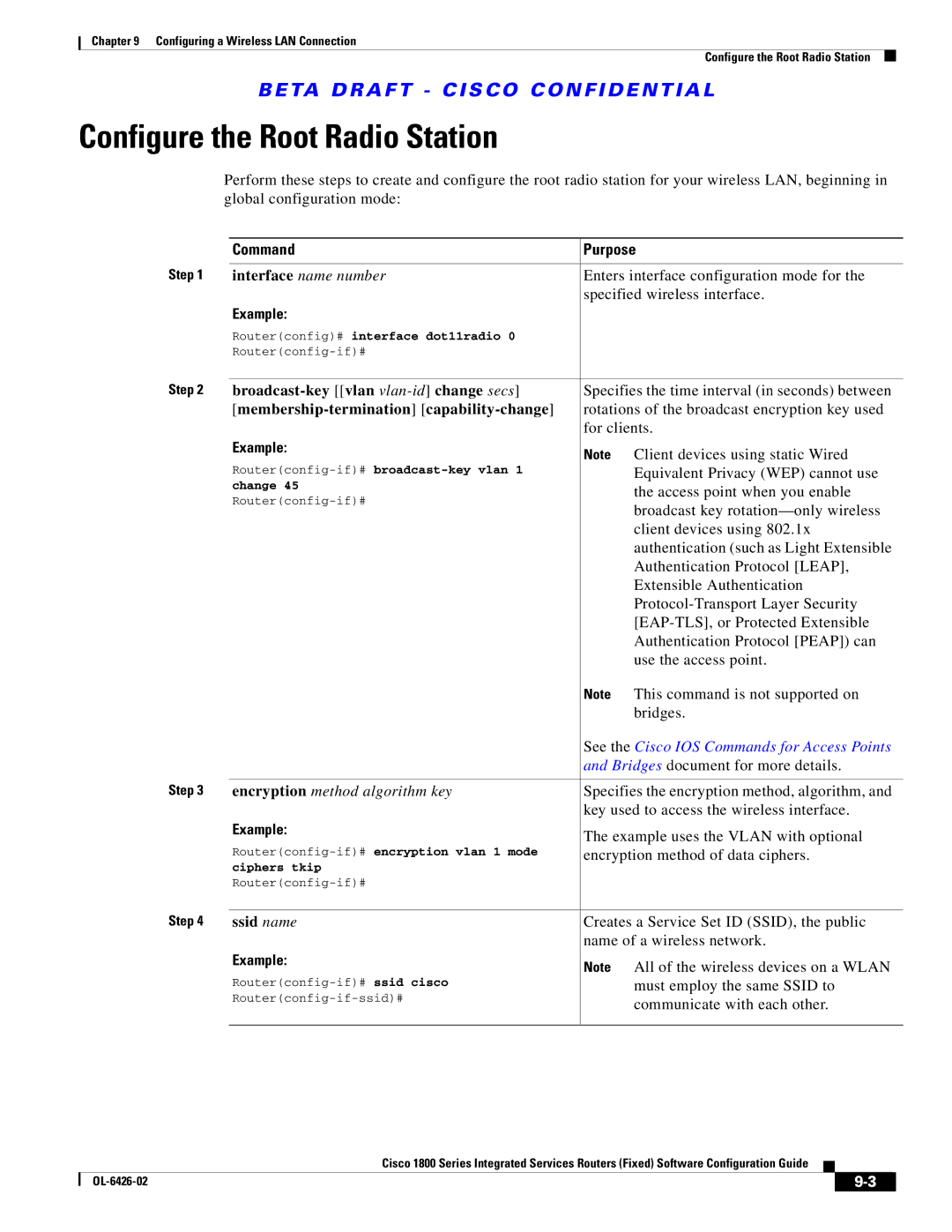 Cisco Systems OL-6426-02 manual Configure the Root Radio Station 