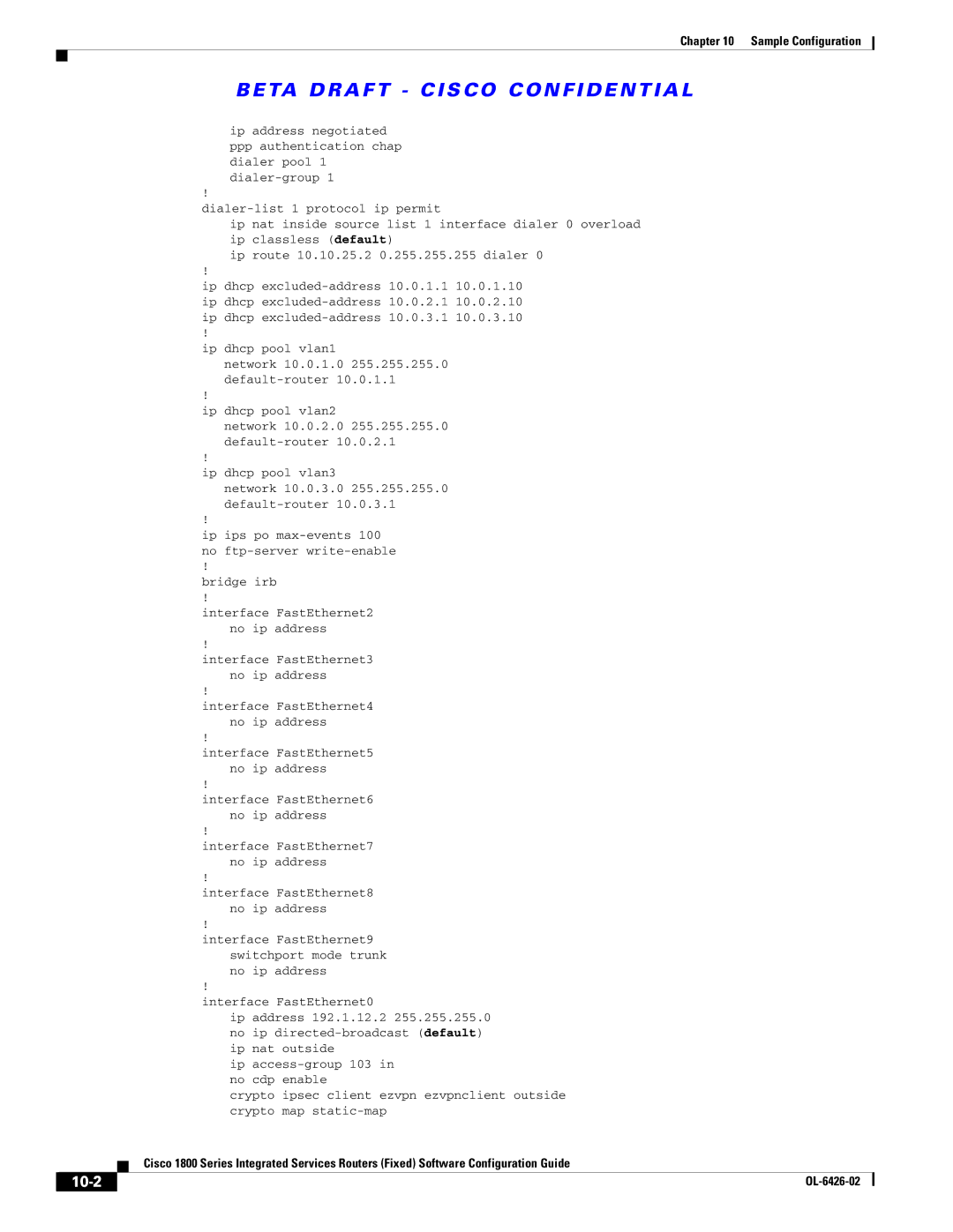 Cisco Systems OL-6426-02 manual 10-2, Ip dhcp pool vlan3 