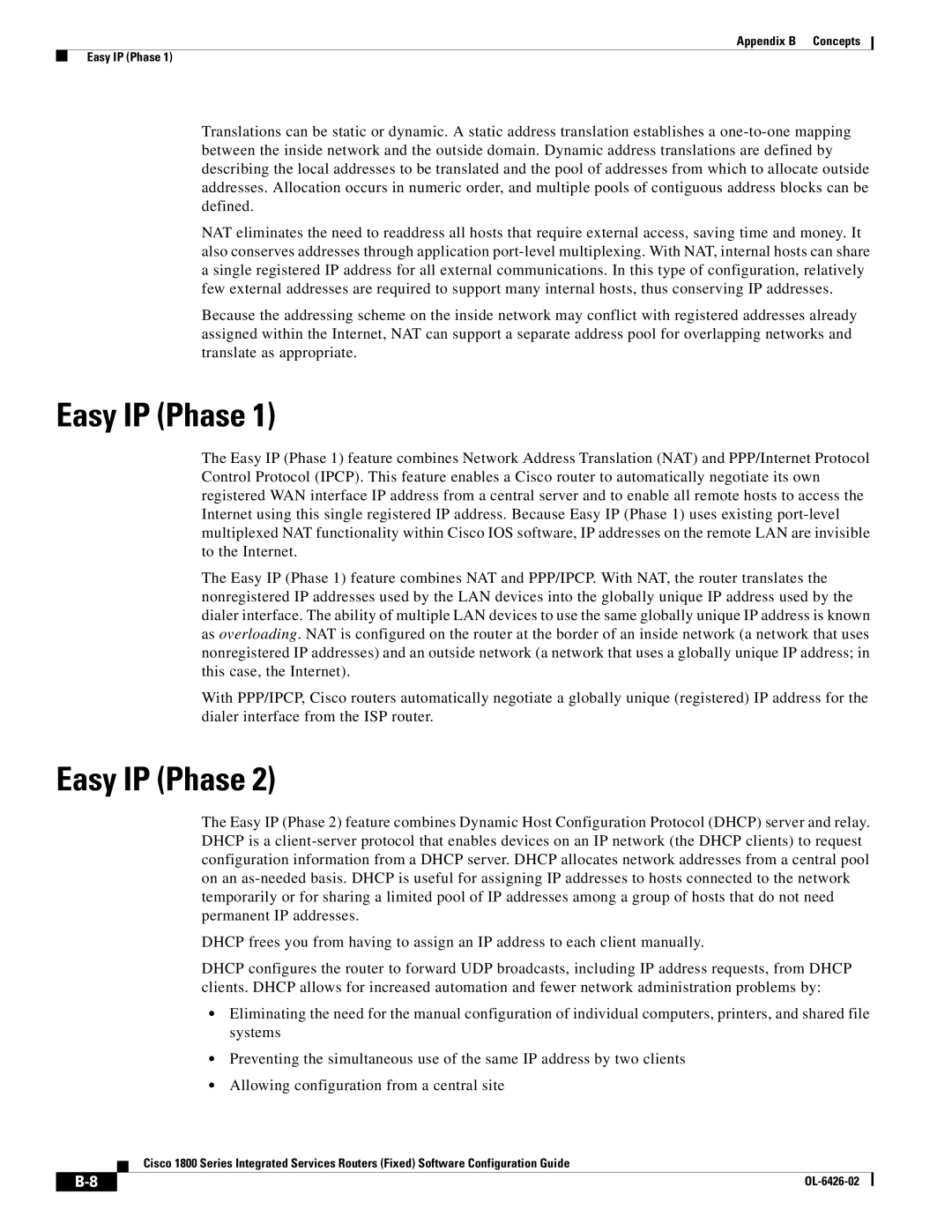 Cisco Systems OL-6426-02 manual Easy IP Phase 