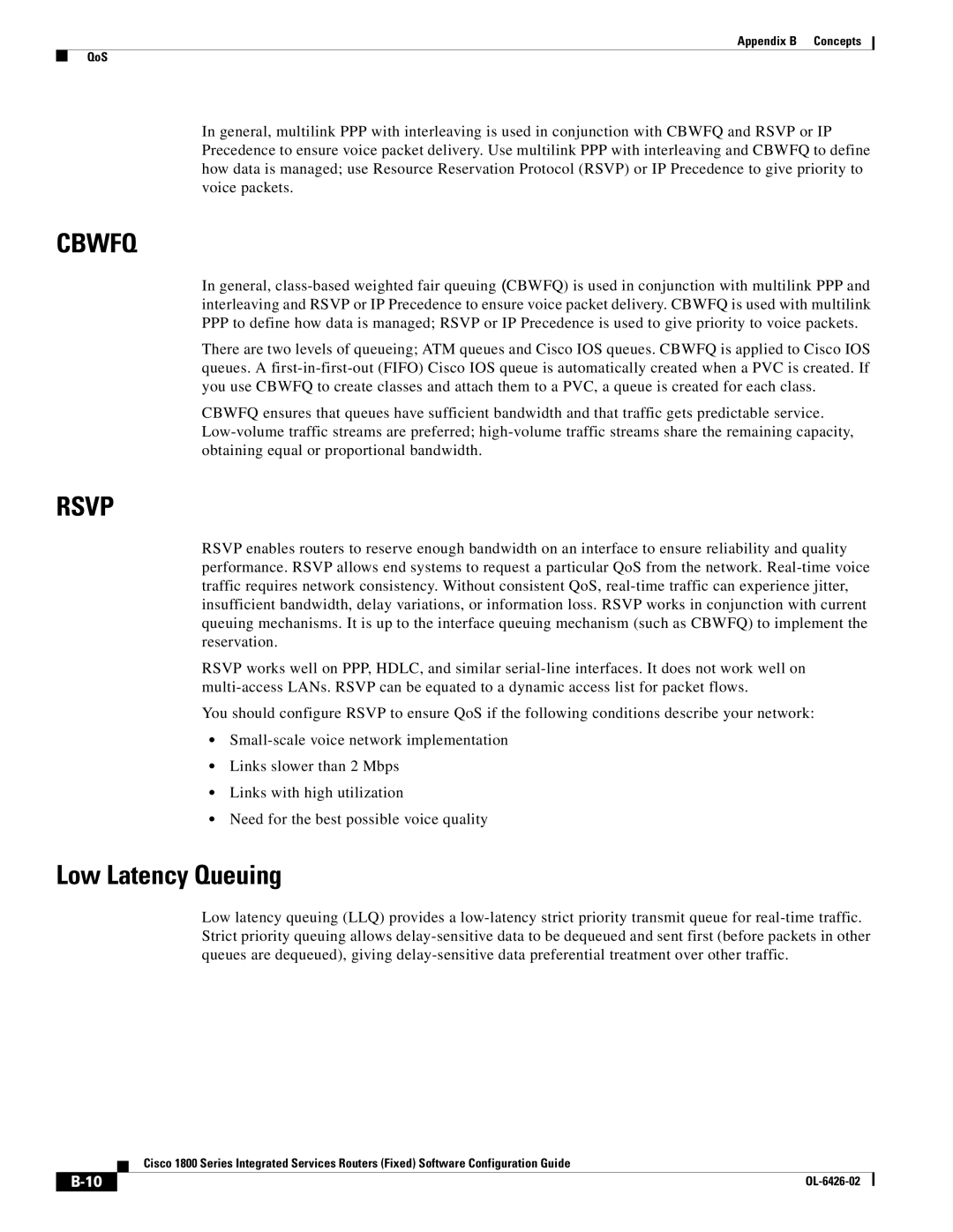 Cisco Systems OL-6426-02 manual Cbwfq, Low Latency Queuing 