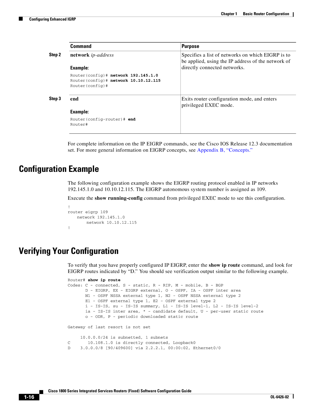 Cisco Systems OL-6426-02 manual Specifies a list of networks on which Eigrp is to, Routerconfig# network 