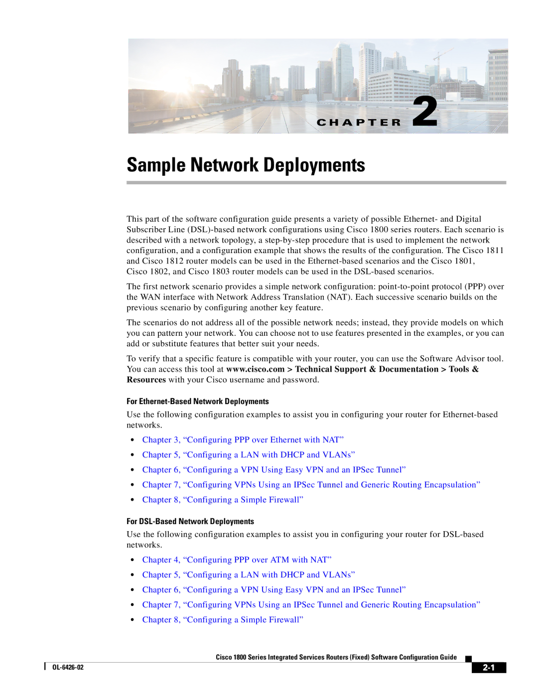 Cisco Systems OL-6426-02 manual Sample Network Deployments, For Ethernet-Based Network Deployments 