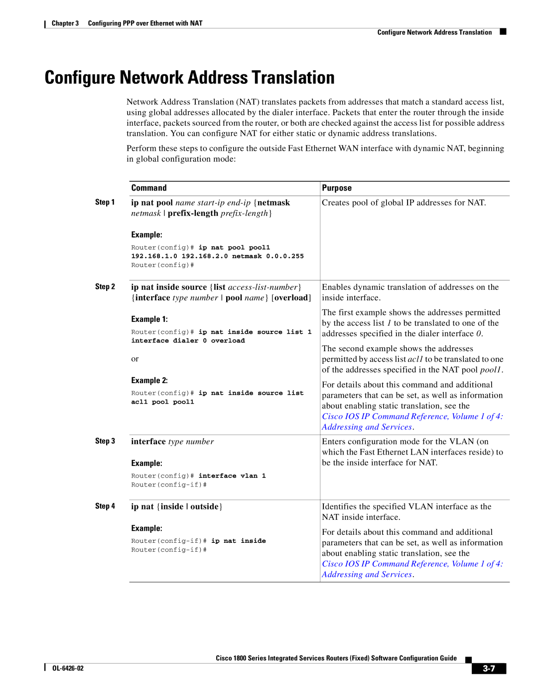 Cisco Systems OL-6426-02 manual Configure Network Address Translation 