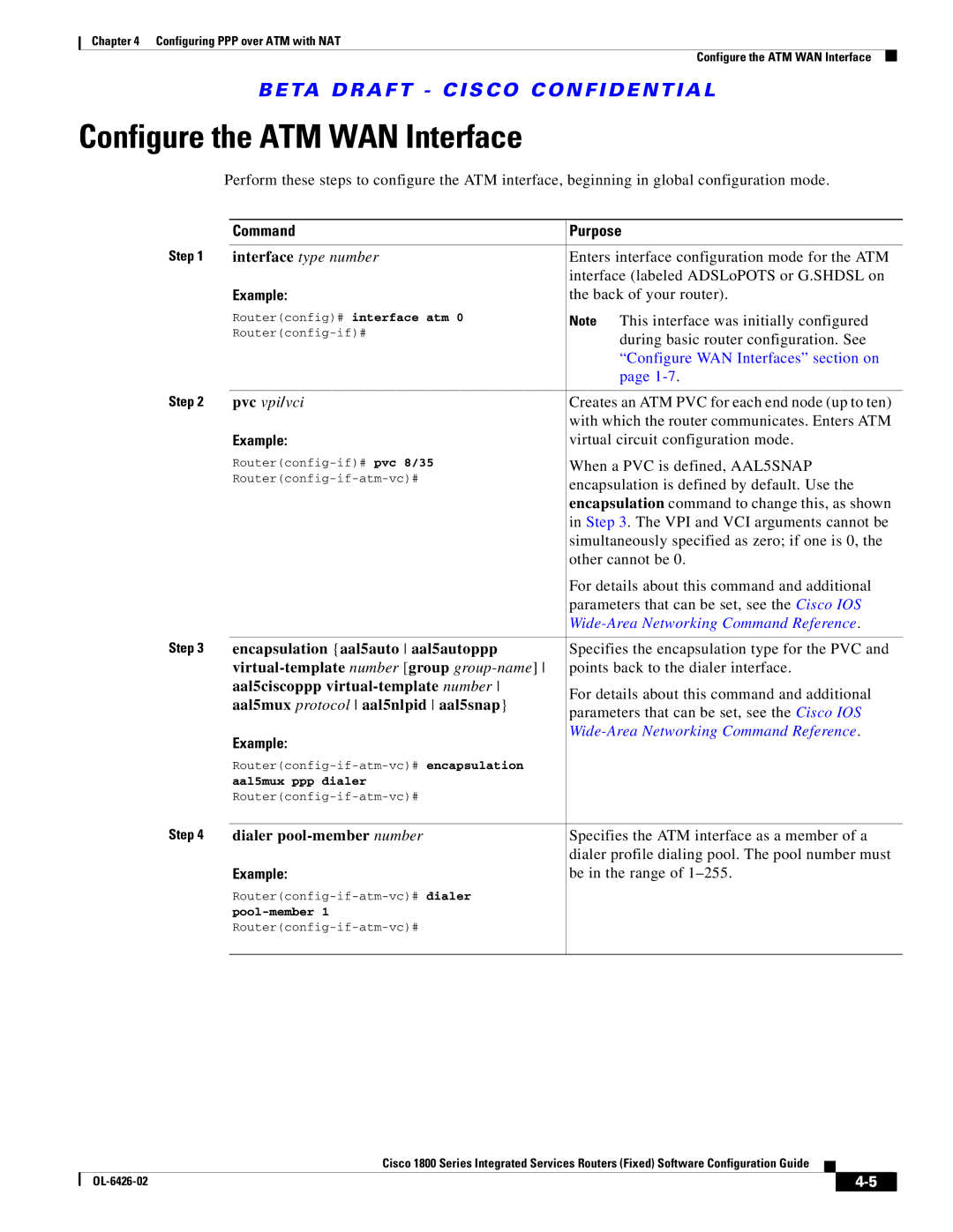 Cisco Systems OL-6426-02 manual Configure the ATM WAN Interface 