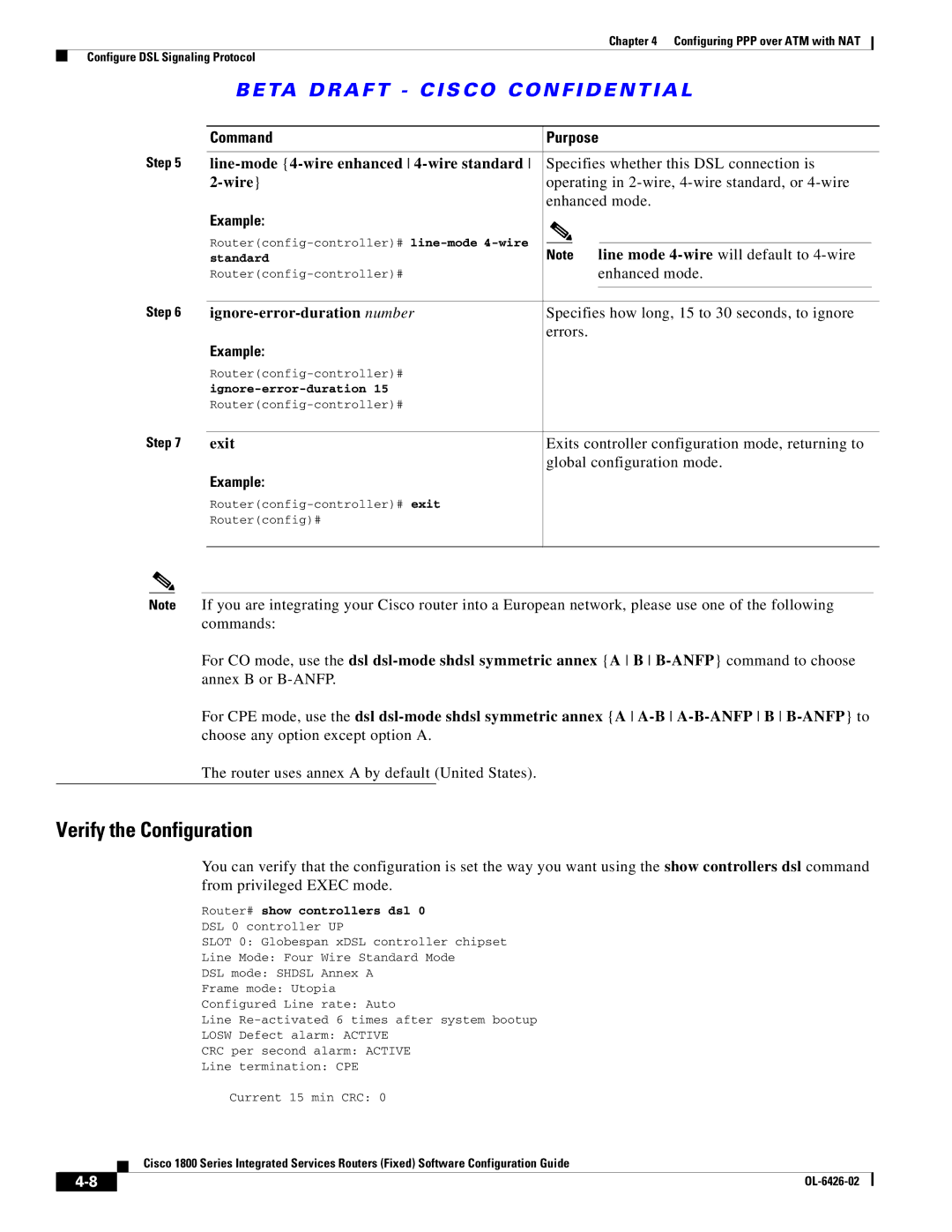 Cisco Systems OL-6426-02 manual Line-mode 4-wire enhanced 4-wire standard, Wire, Ignore-error-duration number 