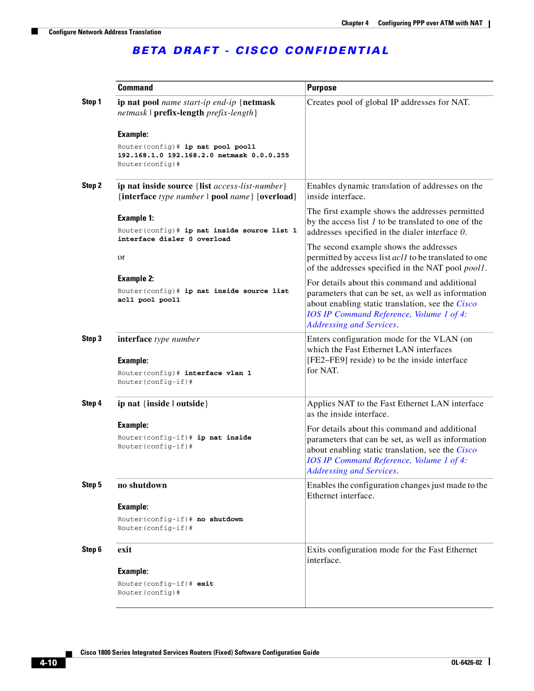 Cisco Systems OL-6426-02 manual About enabling static translation, see the Cisco, FE2-FE9 reside to be the inside interface 