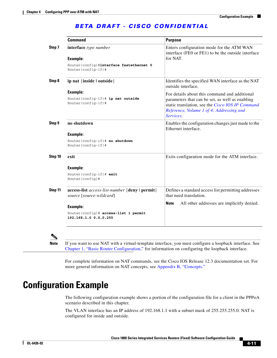 Cisco Systems OL-6426-02 manual Identifies the specified WAN interface as the NAT, Outside interface 