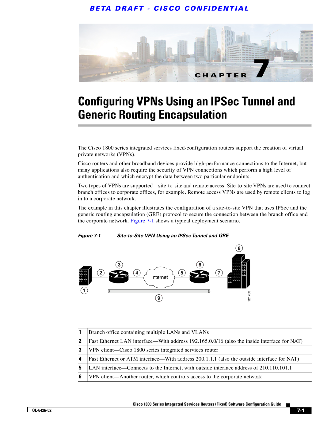 Cisco Systems OL-6426-02 manual Site-to-Site VPN Using an IPSec Tunnel and GRE 