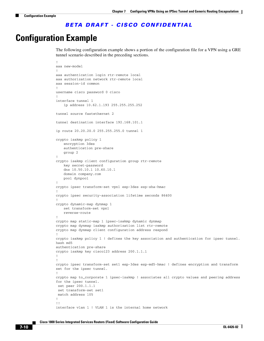 Cisco Systems OL-6426-02 manual Configuration Example 